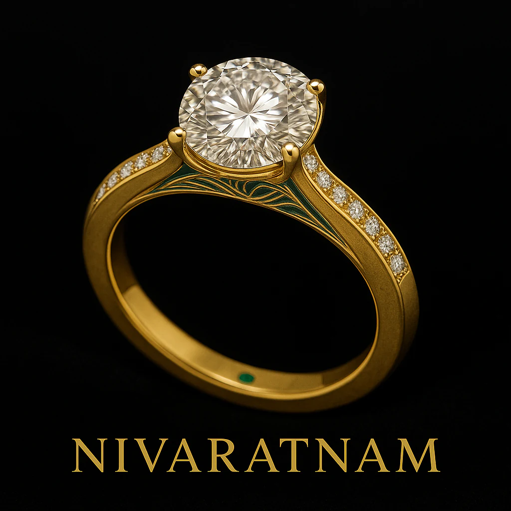Round ring in yellow gold, three-quarter view