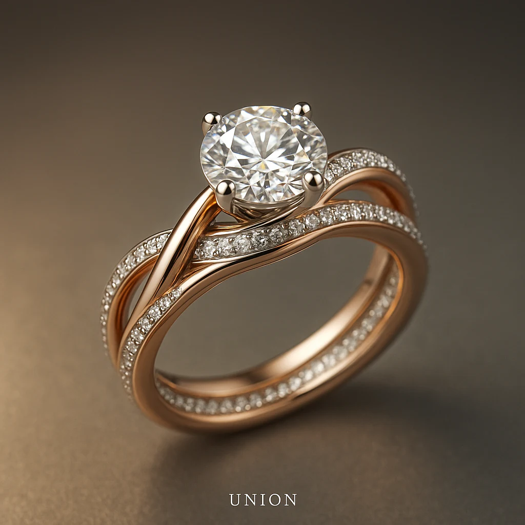 Round ring in rose gold, editorial view