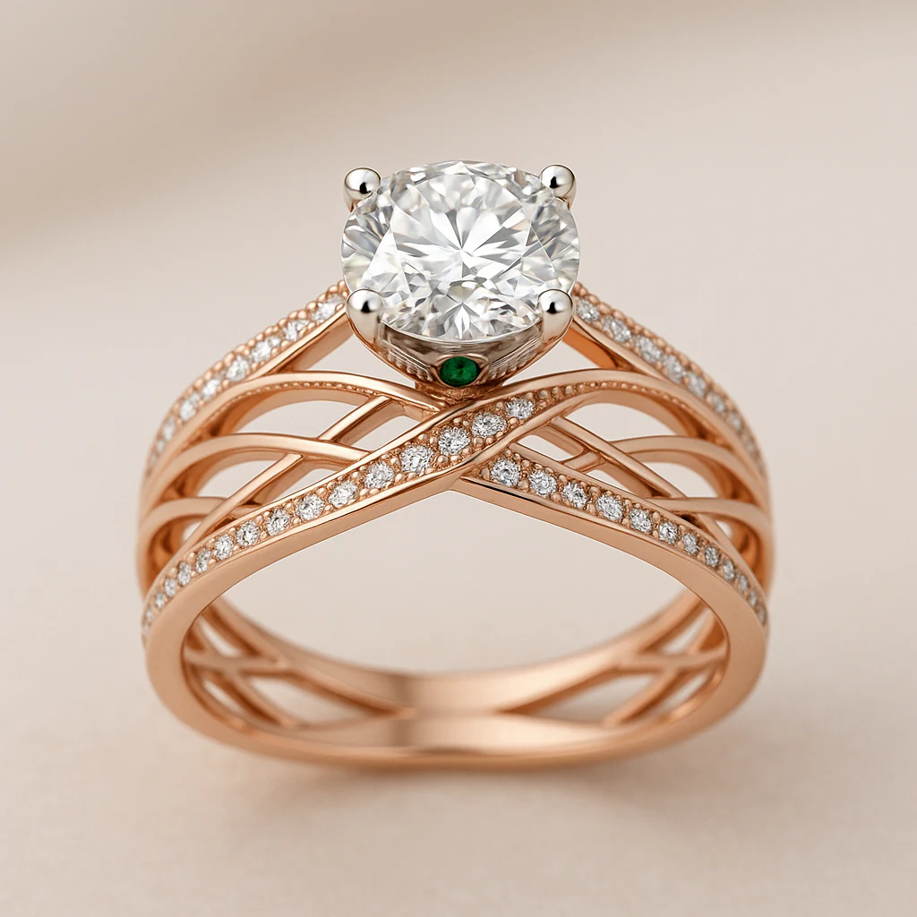 Round ring in rose gold, front view