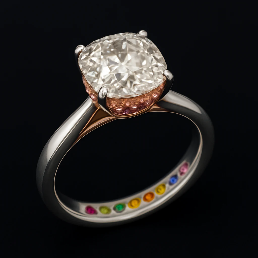 Round ring in two-tone, three-quarter view