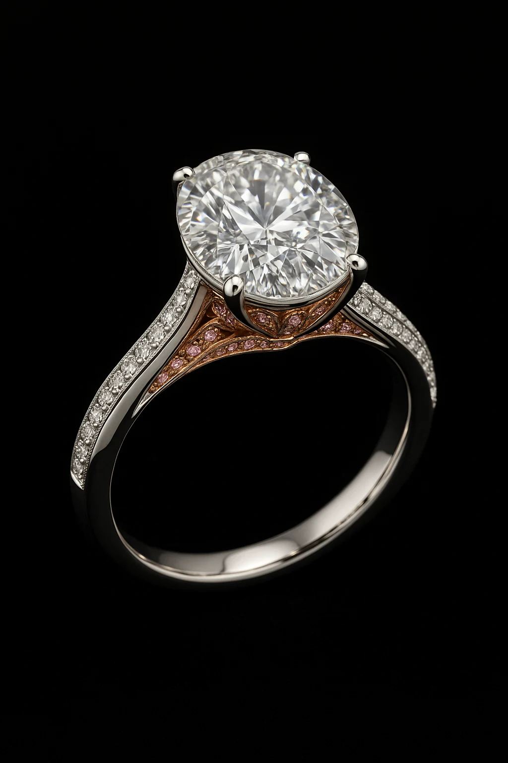 Round ring in white metal, three-quarter view