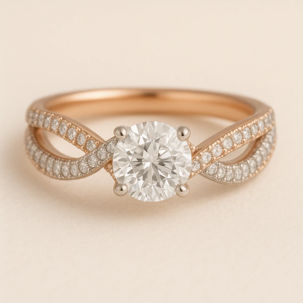 Round ring in rose gold, front view
