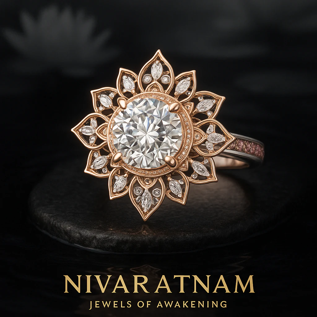 Round ring in rose gold, editorial view