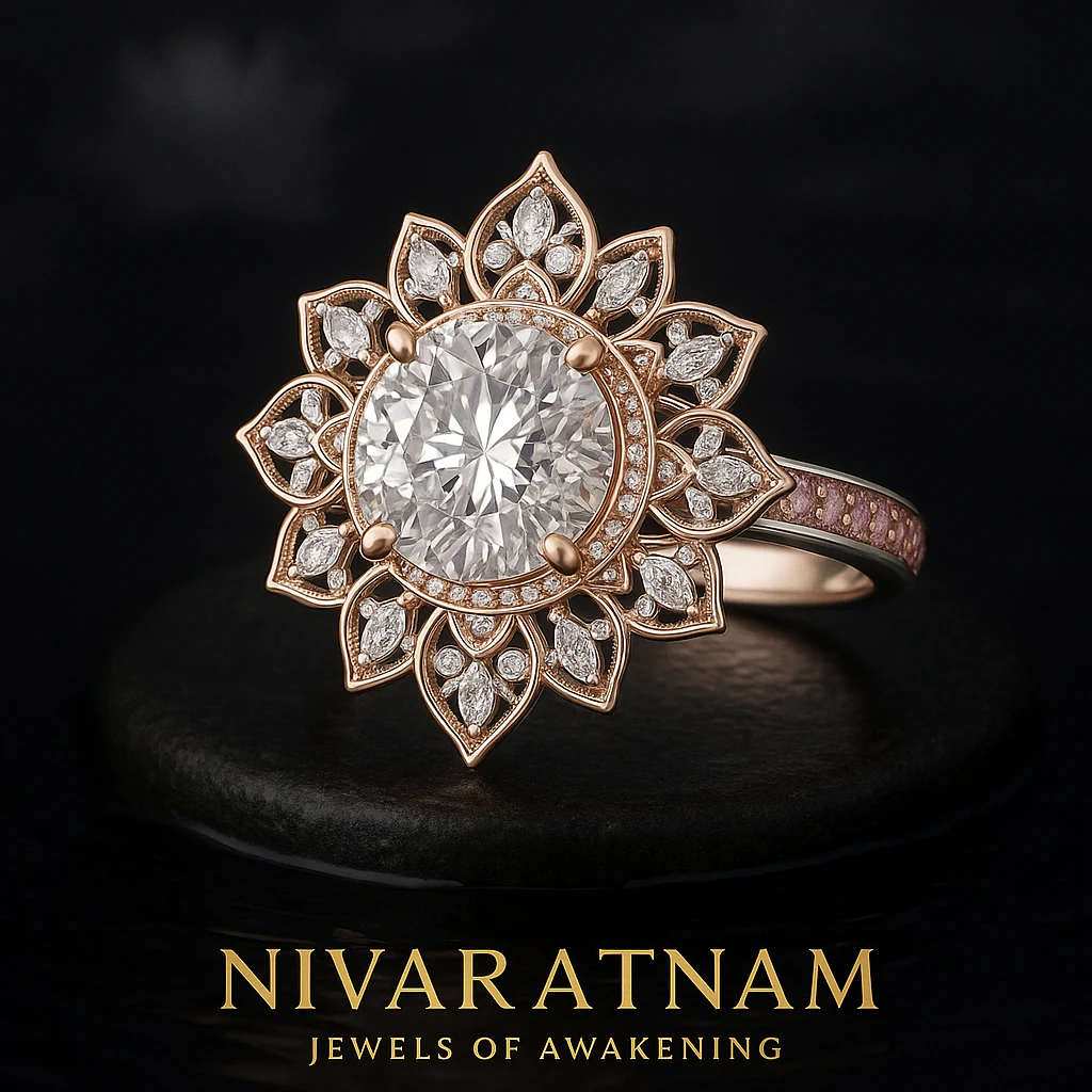 Round ring in rose gold, editorial view