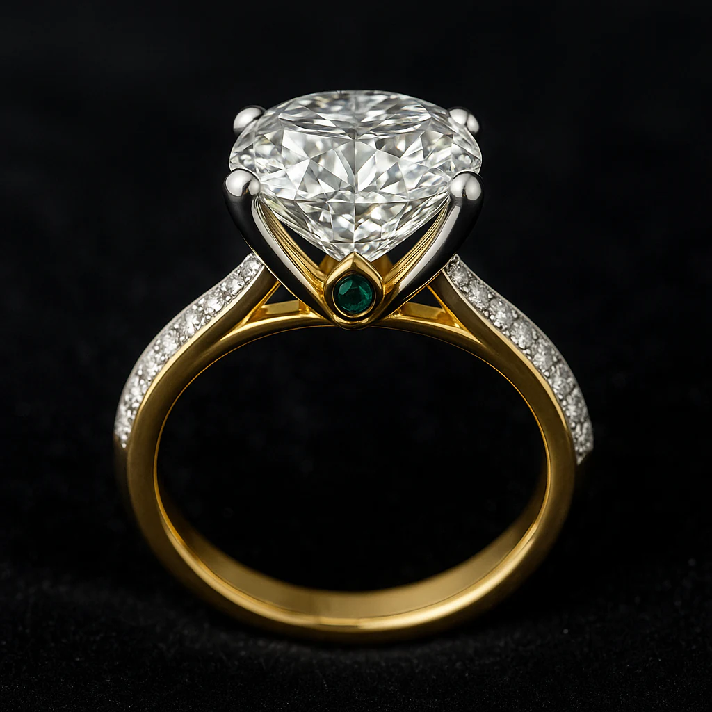 Round ring in two-tone, rear-profile view