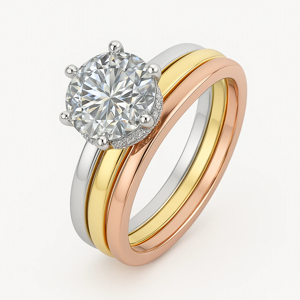 Round ring stack in tri-tone, front view