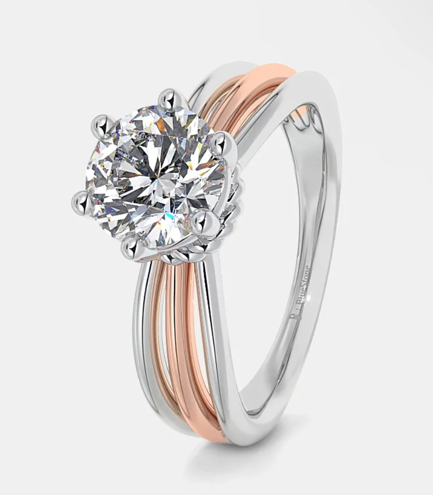 Round ring in two-tone, three-quarter view