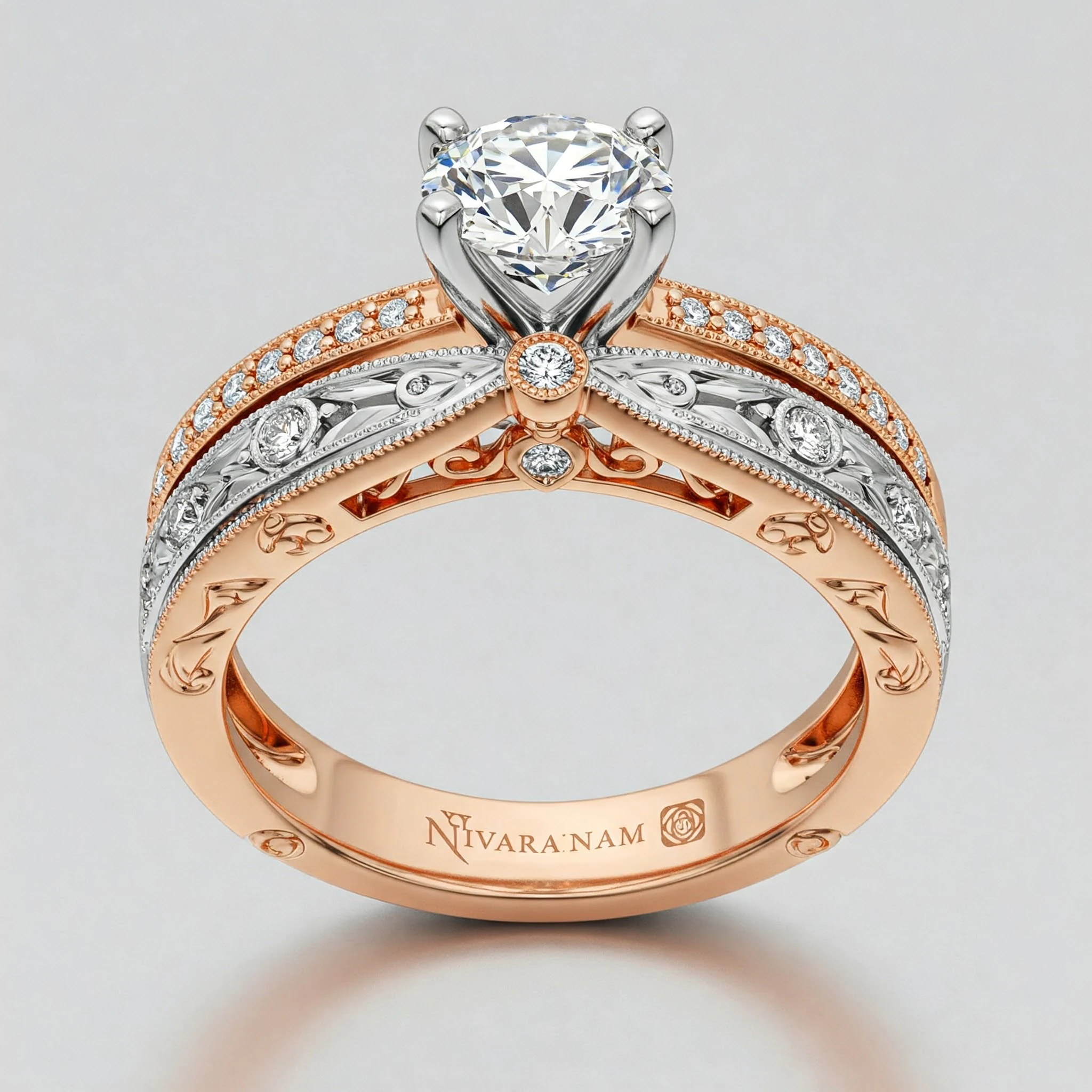 Round ring in two-tone, rear-profile view