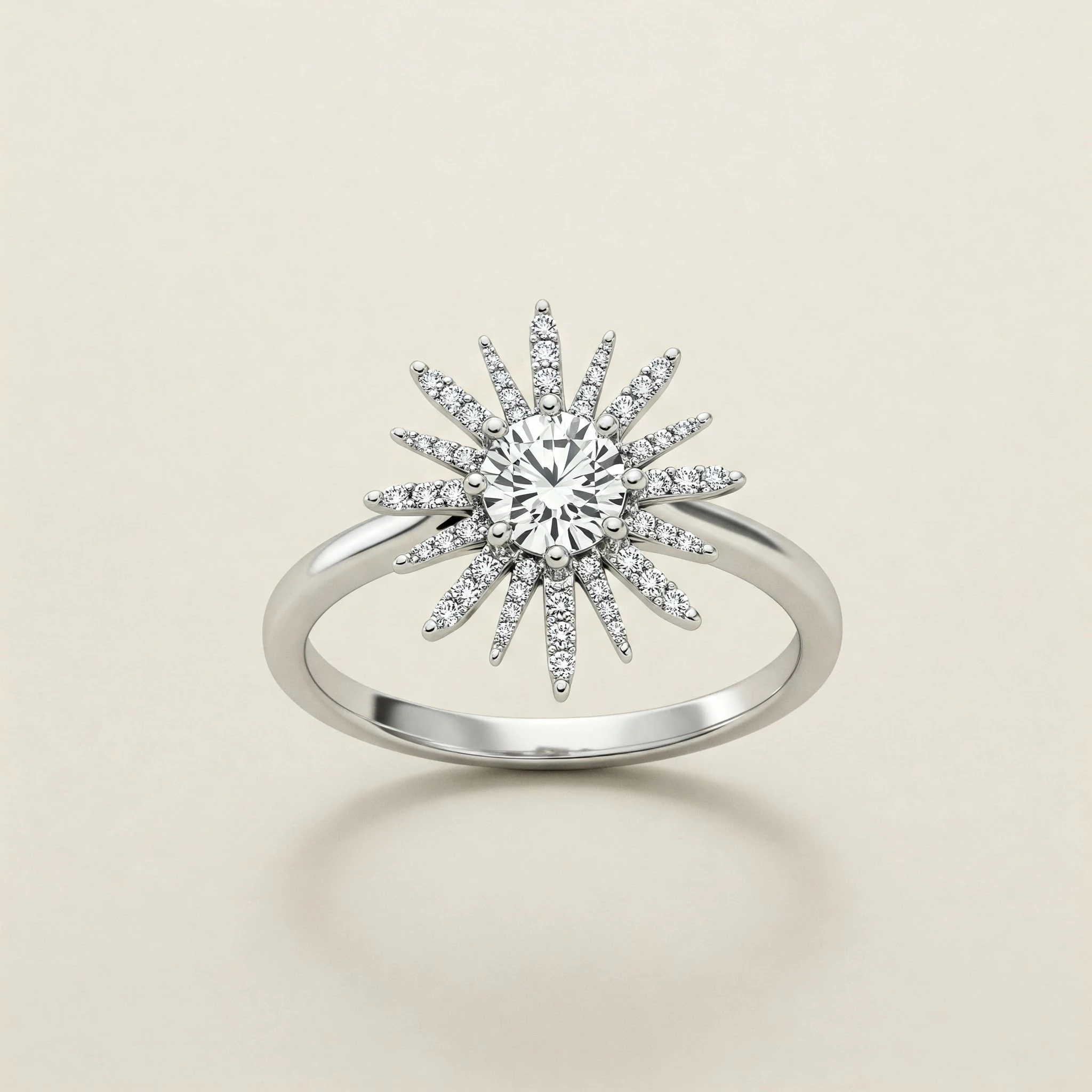Round ring in white metal, front view