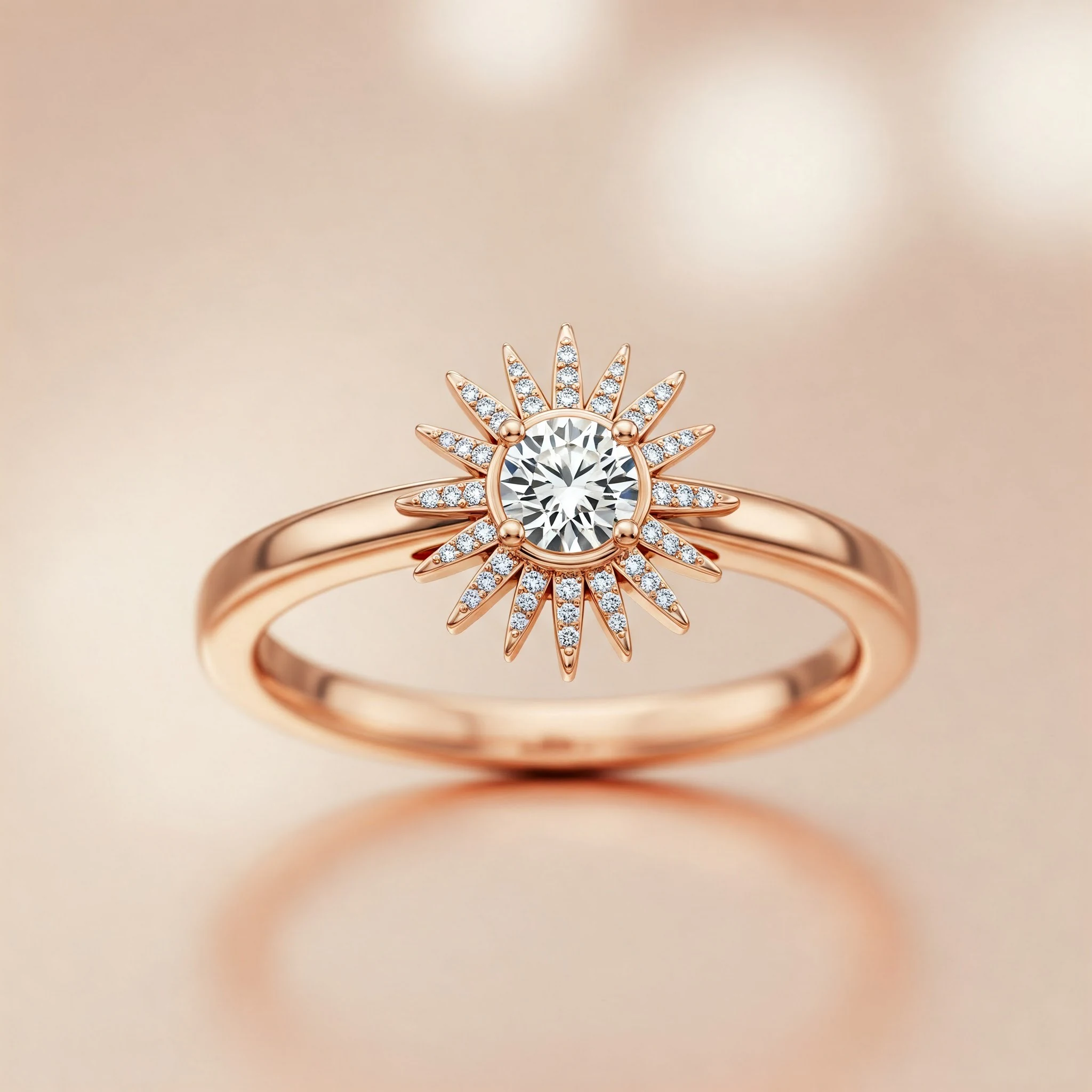 Round ring in rose gold, front view