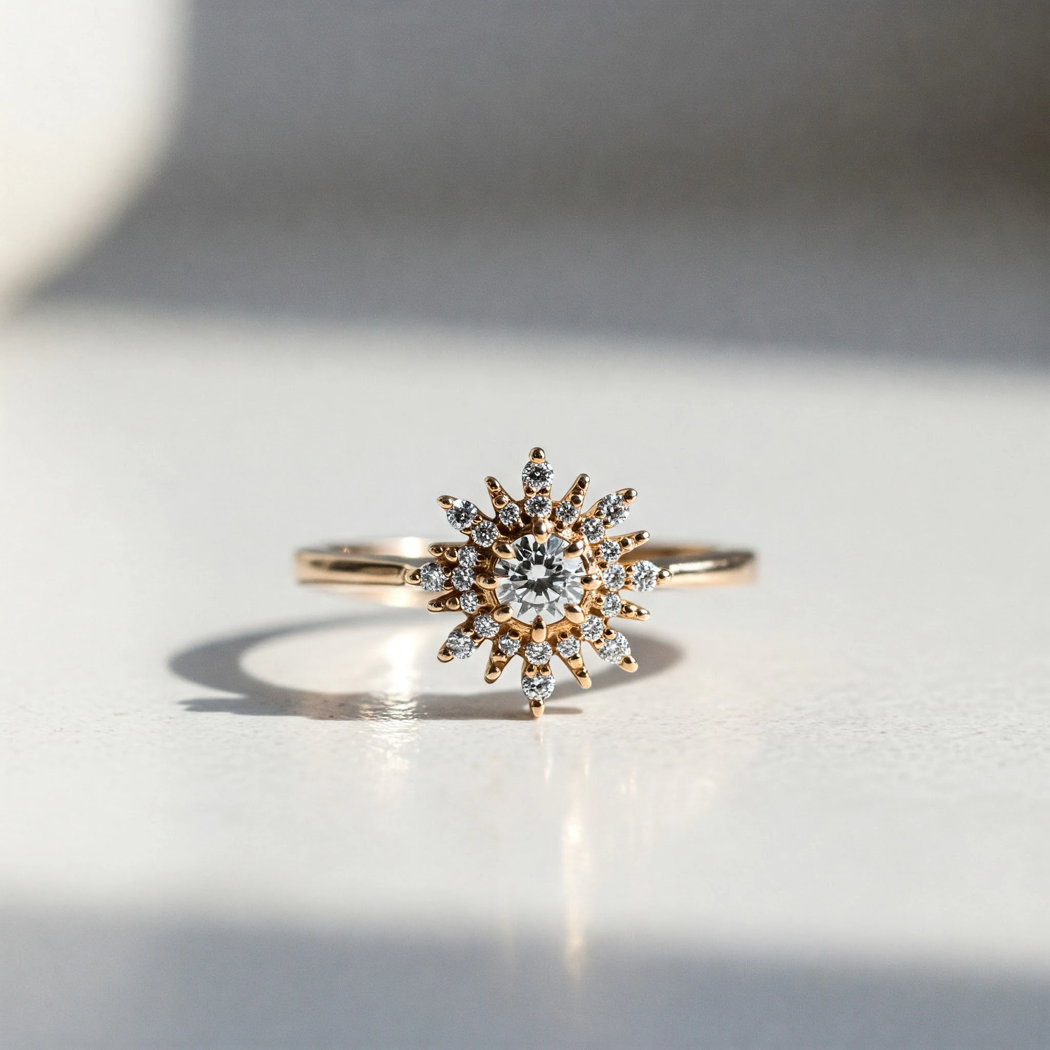 Round ring in yellow gold, lifestyle view