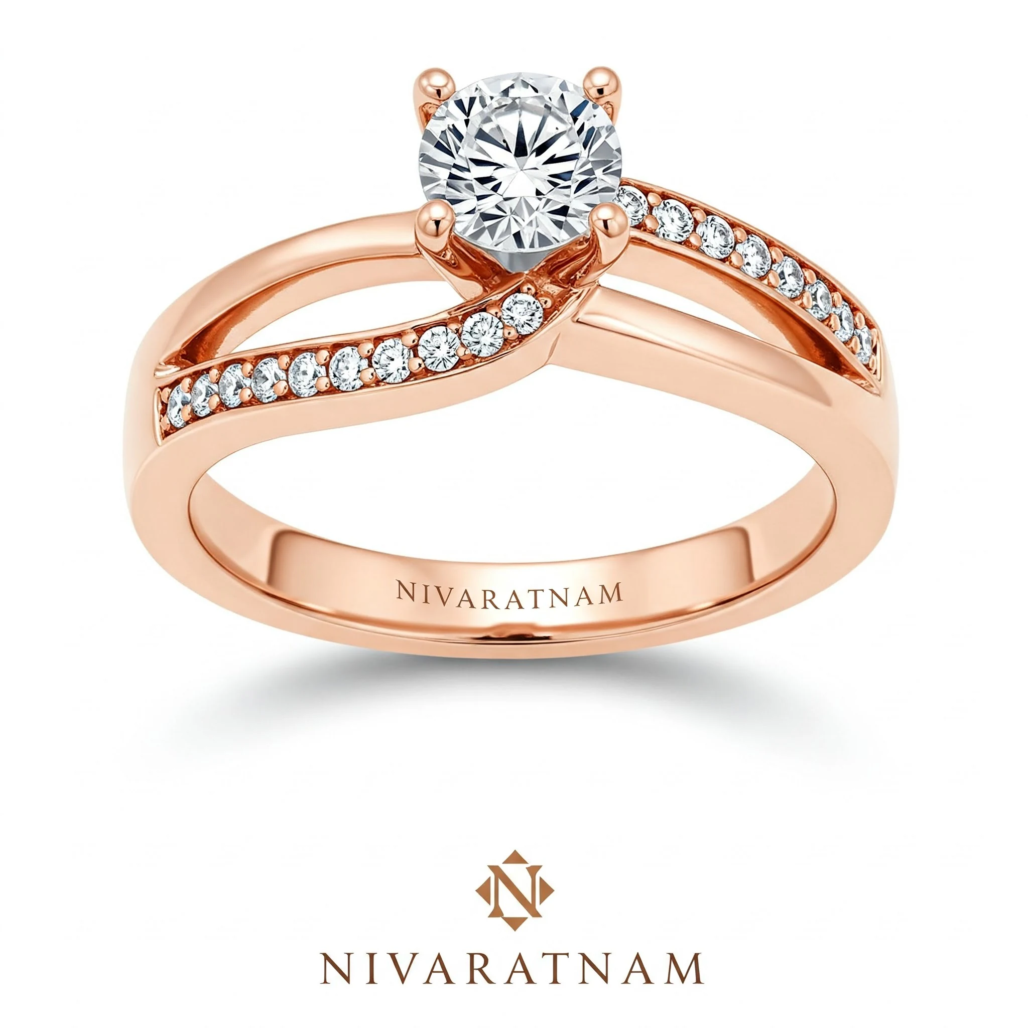 Round ring in rose gold, front view